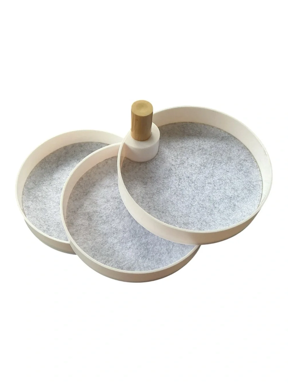 💟Three-Tier Rotating Vanity Tray with Felt Liners - White